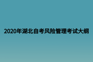 2020年湖北自考风险管理考试大纲 2020年湖北自考风险管理考试大纲