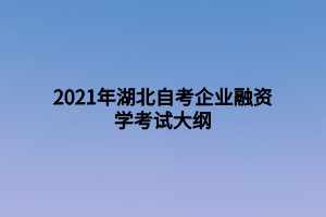 2021年湖北自考企业融资学考试大纲