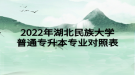2022年湖北民族大学普通专升本专业对照表