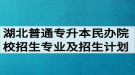 2020年湖北普通专升本民办院校招生专业及招生计划列表