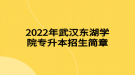 2022年武汉东湖学院专升本招生简章