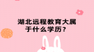 湖北远程教育大属于什么学历？