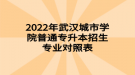 2022年武汉城市学院普通专升本招生专业对照表