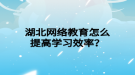 湖北网络教育怎么提高学习效率？