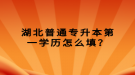 湖北普通专升本第一学历怎么填？