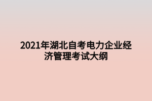 2021年湖北自考电力企业经济管理考试大纲 2021年湖北自考电力企业经济管理考试大纲