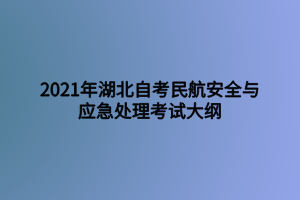 2021年湖北自考民航安全与应急处理考试大纲