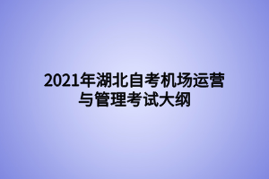 2021年湖北自考机场运营与管理考试大纲 2021年湖北自考机场运营与管理考试大纲