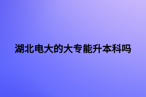 湖北电大的大专能升本科吗 湖北电大的大专能升本科吗