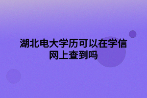 湖北电大学历可以在学信网上查到吗