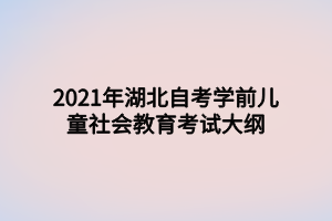2021年湖北自考学前儿童社会教育考试大纲