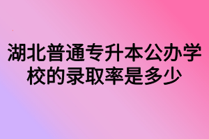 湖北普通专升本公办学校的录取率是多少