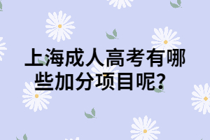 上海成人高考有哪些加分项目呢？