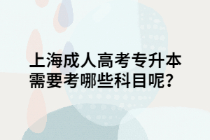 上海成人高考专升本需要考哪些科目呢？