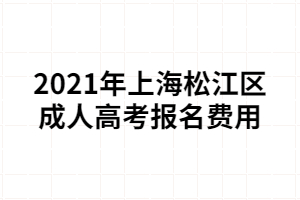2021年上海松江区成人高考报名费用