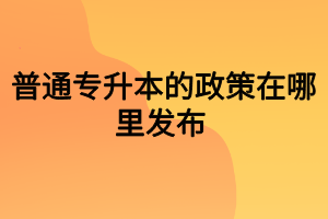 普通专升本的政策在哪里发布 