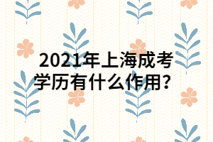 2021年上海成考学历有什么作用？