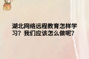 湖北网络远程教育怎样学习？我们应该怎么做呢？