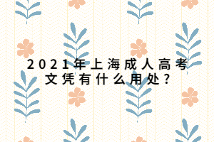 2021年上海成人高考文凭有什么用处_ 2021年上海成人高考文凭有什么用处_