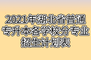 2021年湖北省普通专升本各学校分专业招生计划表