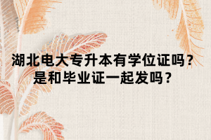 湖北电大专升本有学位证吗？是和毕业证一起发吗？