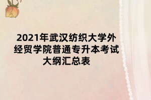 2021年武汉纺织大学外经贸学院普通专升本考试大纲汇总表