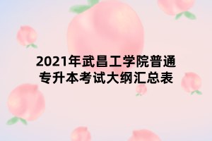 2021年武昌工学院普通专升本考试大纲汇总表 2021年武昌工学院普通专升本考试大纲汇总表