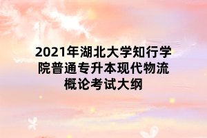 2021年湖北大学知行学院普通专升本现代物流概论考试大纲