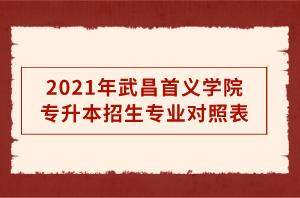 2021年武昌首义学院专升本招生专业对照表