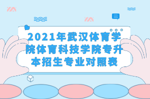 2021年武汉体育学院体育科技学院专升本招生专业对照表 2021年武汉体育学院体育科技学院专升本招生专业对照表