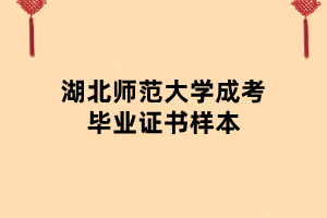 湖北师范大学成考毕业证书样本