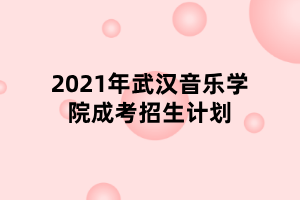 2021年武汉音乐学院成考招生计划