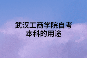 武汉工商学院自考本科的用途