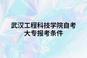 武汉工程科技学院自考大专报考条件