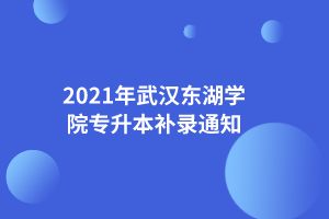 2021年武汉东湖学院专升本补录通知