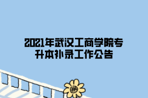 2021年武汉工商学院专升本补录工作公告