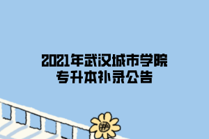 2021年武汉城市学院专升本补录公告