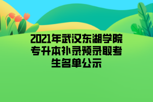 2021年武汉东湖学院专升本补录预录取考生名单公示