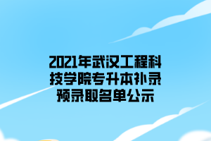 2021年武汉工程科技学院专升本补录预录取名单公示