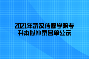 2021年武汉传媒学院专升本拟补录名单公示