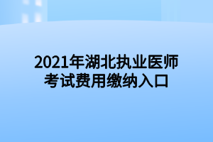 2021年湖北执业医师考试费用缴纳入口