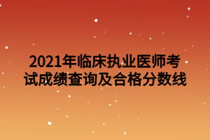2021年临床执业医师考试成绩查询及合格分数线