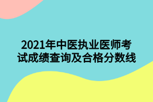 2021年中医执业医师考试成绩查询及合格分数线