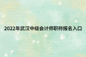 2022年武汉中级会计师职称报名入口