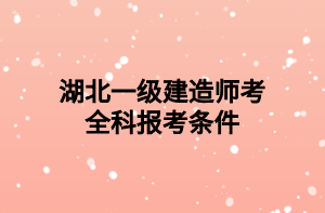 湖北一级建造师考全科报考条件