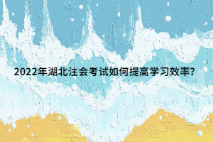 2022年湖北注会考试如何提高学习效率？