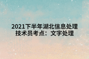2021下半年湖北信息处理技术员考点：文字处理