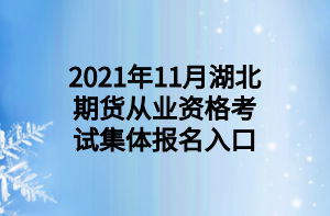 2021年11月湖北期货从业资格考试集体报名入口