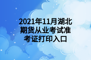 2021年11月湖北期货从业考试准考证打印入口