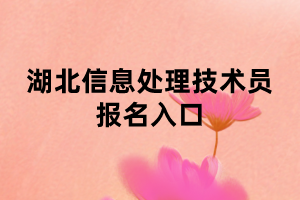 湖北信息处理技术员报名入口